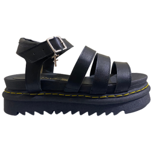 Sandalias ultra chunky color negro con correas en las parte superior.