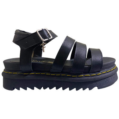 Sandalias ultra chunky color negro con correas en las parte superior.