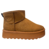 Botas para invierno cafe dupe de UGG color camel o cafe con peluche por dentro, plataforma chunky.