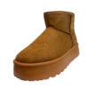 Botas para invierno cafe dupe de UGG color camel o cafe con peluche por dentro, plataforma chunky.