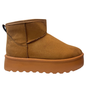 Botas para invierno cafe dupe de UGG color camel o cafe con peluche por dentro, plataforma chunky.