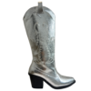 Botas cowboy plata con suela negra y bordado