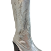 Botas cowboy plata con suela negra y bordado