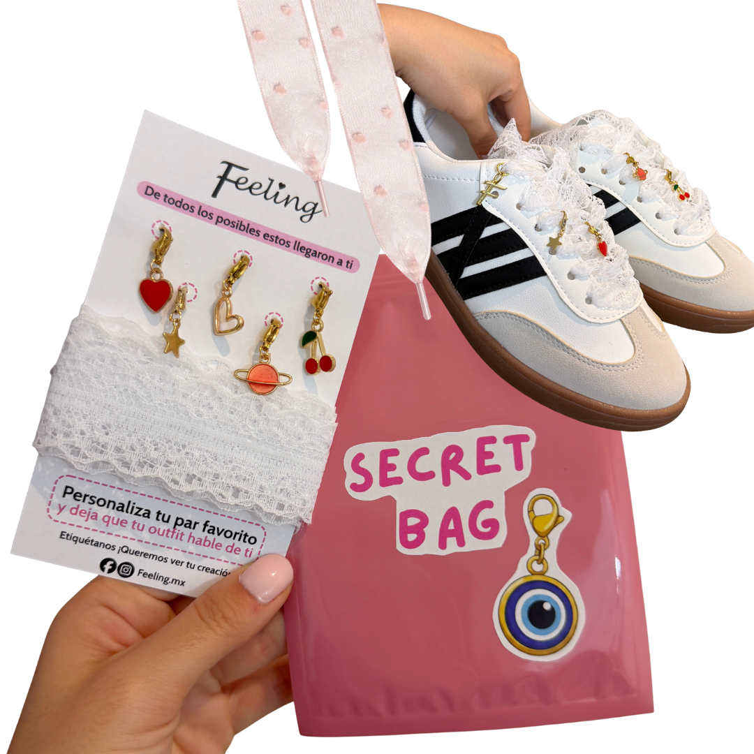 Secret bag dorada (Charms + cintas)