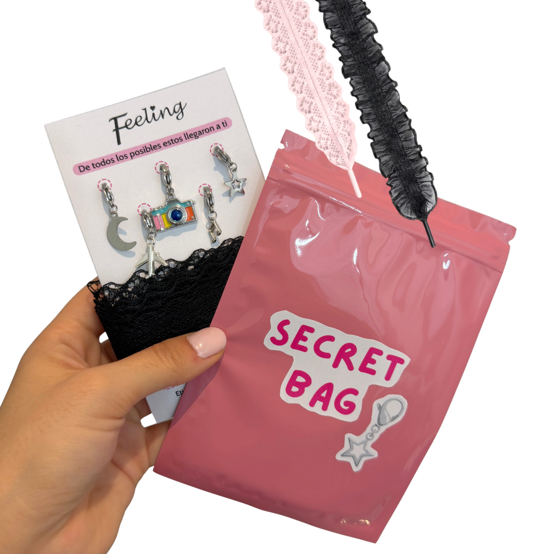 Secret bag Plateada (Charms + cintas)